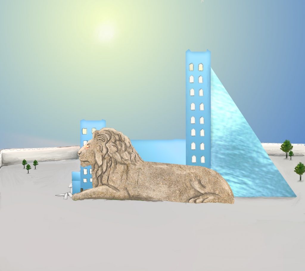 Temple Model Side Courtyard